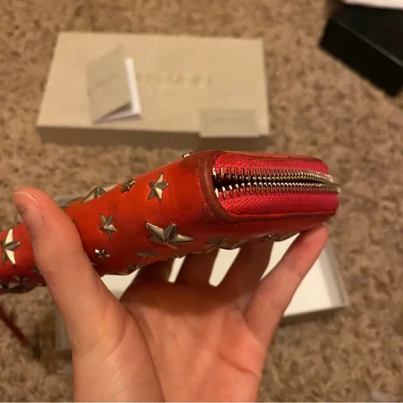 Jimmy Choo Star Wallet Pink/Red with Rhinestones & Original Packaging - Picture 9 of 12